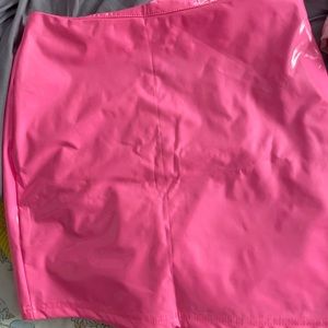 Shiny plastic mini skirt